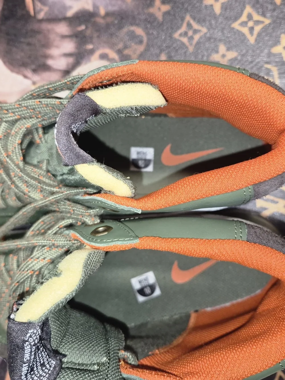 Nike Kids Olive Green and Orange High-Top Sneakers